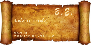 Baán Ernő névjegykártya